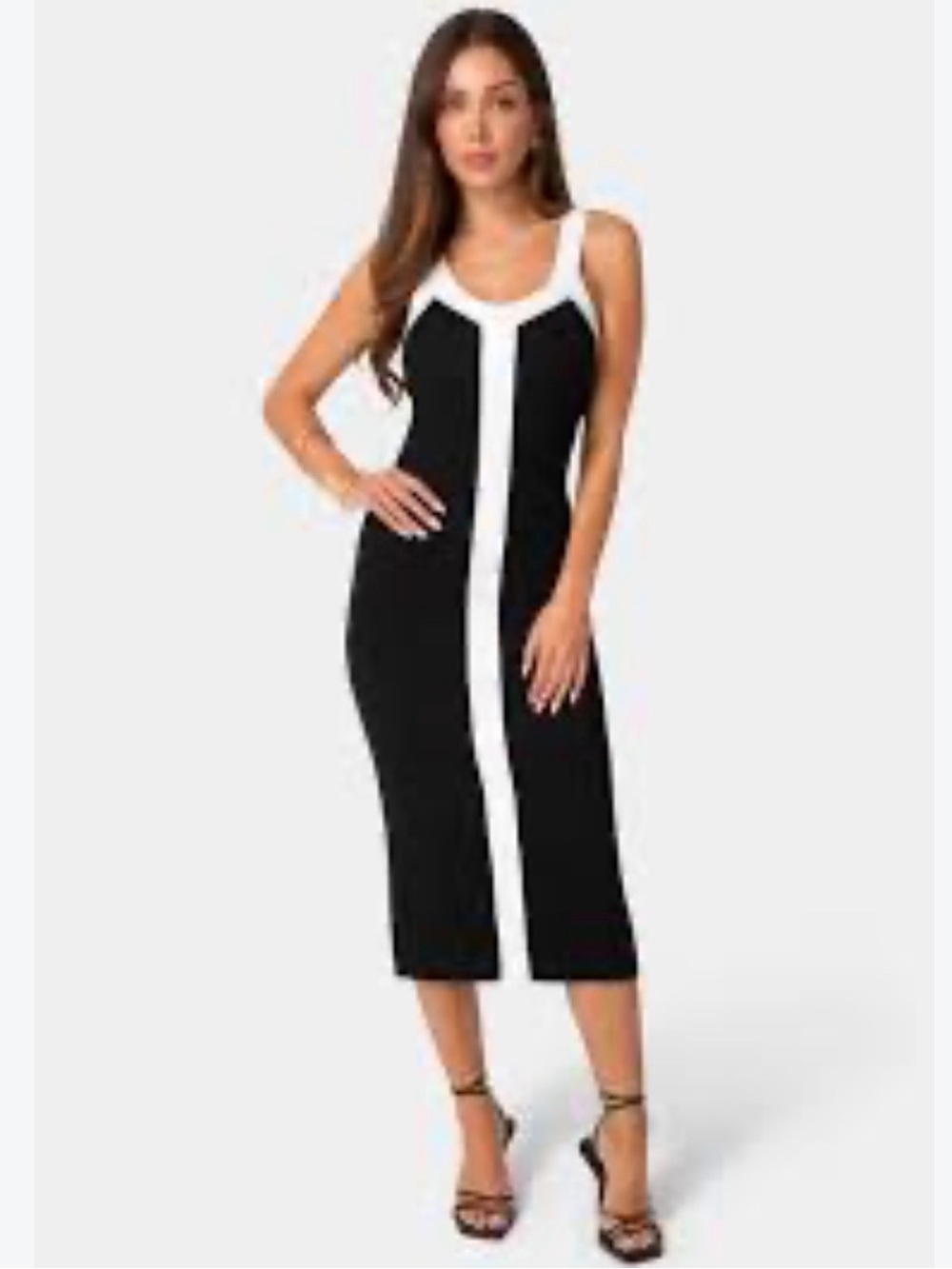 Boohoo Black and White Panelled Midi Dress